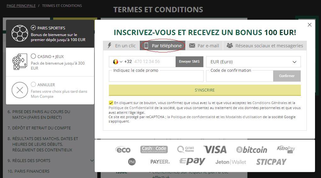Betwinner par Téléphone Betwinner par Téléphone