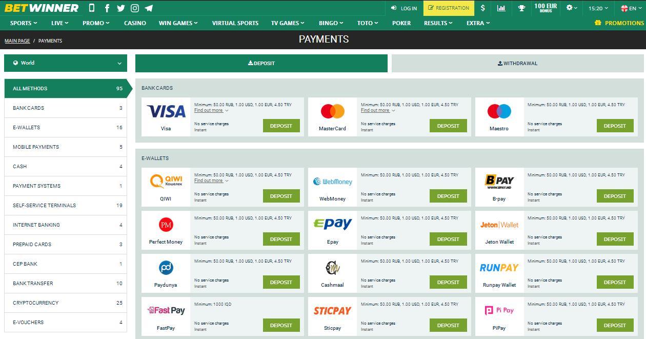 Betwinner Payments