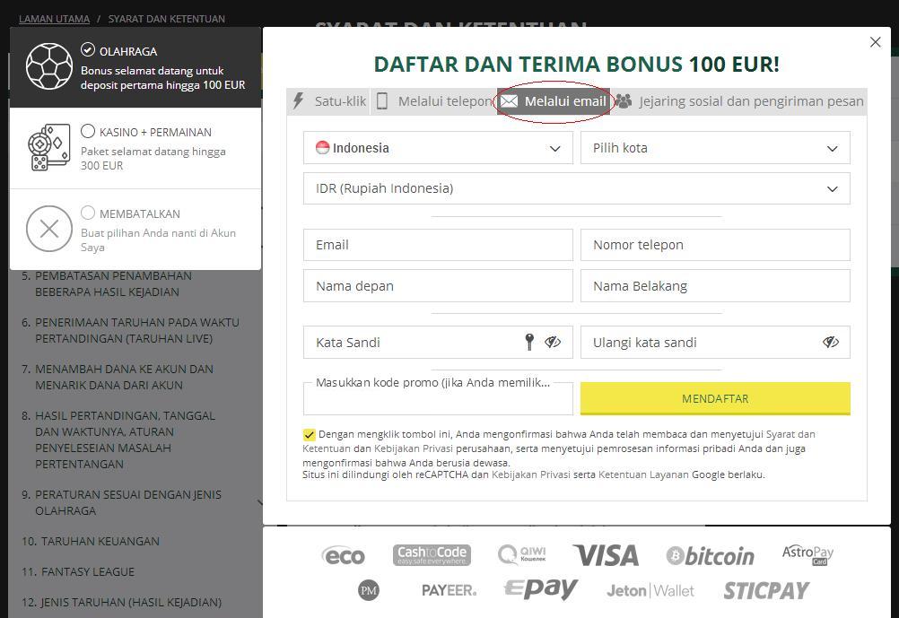 Betwinner melalui email Betwinner melalui email