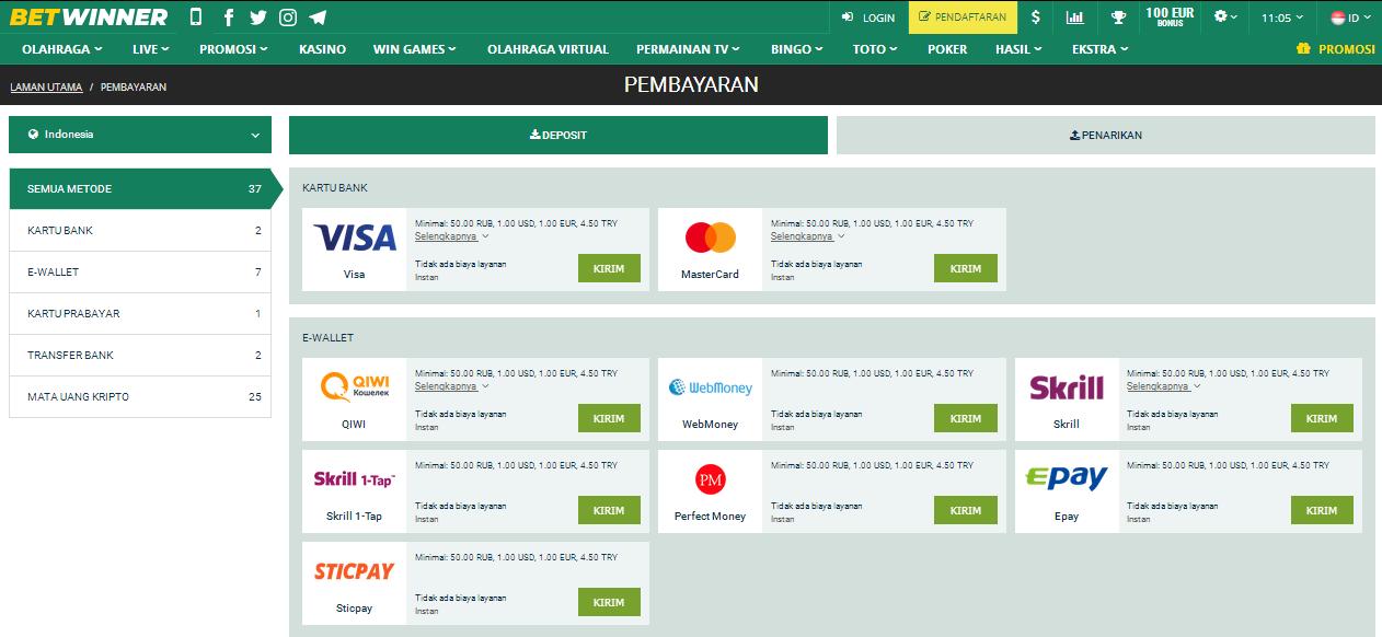Betwinner Payments