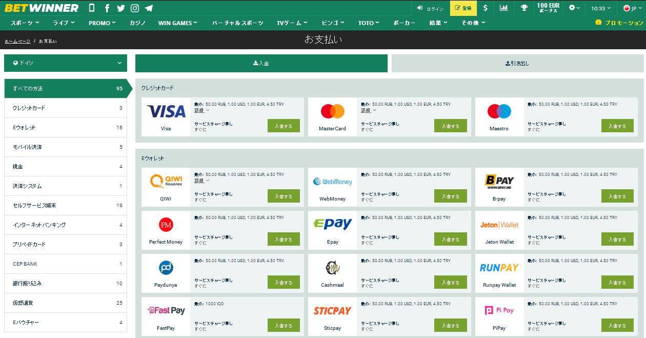 Betwinnerの支払い