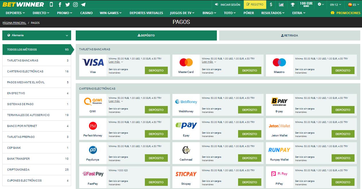 Betwinner Pagos