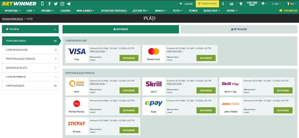Betwinner Plăti